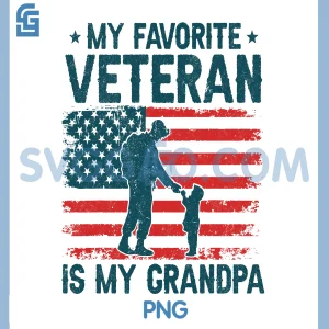 Grandpa Veteran Honor PNG, USA Flag Military Grunge Style PNG