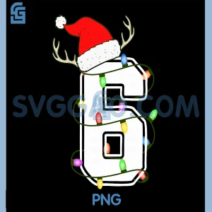 Number 6 6th Birthday PNG, Christmas Happy Birthday PNG