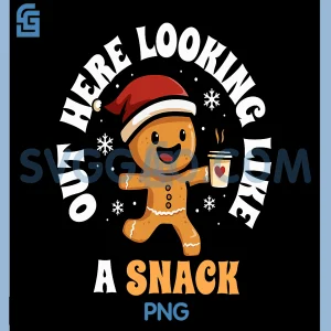 Gingerbread Looking Like A Snack PNG, Cute Coffee Christmas Fun PNG