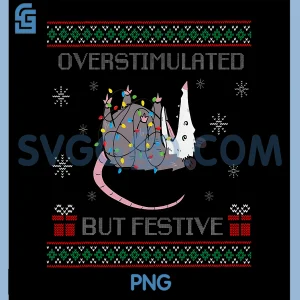 Overstimulated Festive Possum Christmas Design PNG, Funny Holiday Possum Art PNG