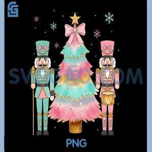 Pastel Nutcracker Soldier PNG, Pink Bow Christmas Tree PNG