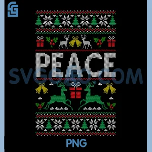 Peace I Come In Peace PNG, Couple Matching Ugly Christmas PNG