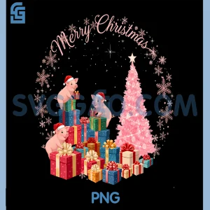 Pig Light Snow Xmas PNG, Merry Christmas Hat Santa PNG