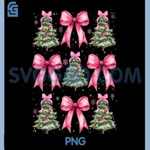 Pink Coquette Bow PNG, Xmas Holiday PNG, Christmas Tree PNG