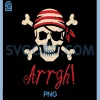 Pirate Skull With Red Bandana PNG, Arrgh Pirate Bones Graphic PNG