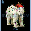 Polar Bear Santa PNG, Christmas Tree Lighting PNG, Xmas Funny PNG