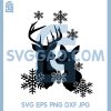 Deer Couple Silhouette With Snowflakes SVG, Winter Buck And Doe Design SVG