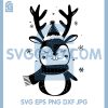 Cute Winter Deer In Scarf And Hat SVG, Snowy Christmas Reindeer Art SVG