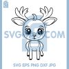 Cute Baby Reindeer Sitting SVG, Adorable Little Deer Outline Drawing SVG