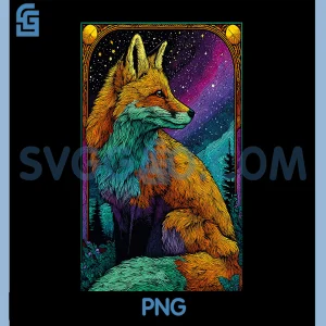 Psychedelic Fox PNG, Colorful Forest Night Animal PNG