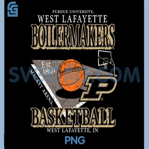 Purdue Boilermakers Basketball PNG, Vintage Mackey Arena Black PNG