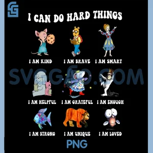 I Can Do Hard Things PNG, Read Book Characters PNG