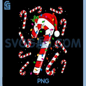 Red And White Candy Cane PNG, Santa Christmas PNG, Funny Xmas Lights PNG