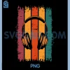 Vintage Music Headset Graphic PNG, Retro Color Stripe Design PNG
