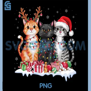 Gorgeous Reindeer Cat PNG, Santa Cat PNG, Christmas Light PNG