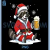 Santa Drinking Beer Christmas PNG, Santa Raccoon Sunglasses PNG