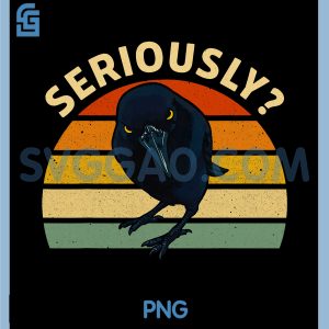 Sarcastic Crow Asking Seriously Over Retro Sunset PNG, Funny Moody Black Bird PNG