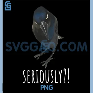 Sarcastic Crow Seriously Bird Clipart PNG, Funny Black Raven Illustration PNG