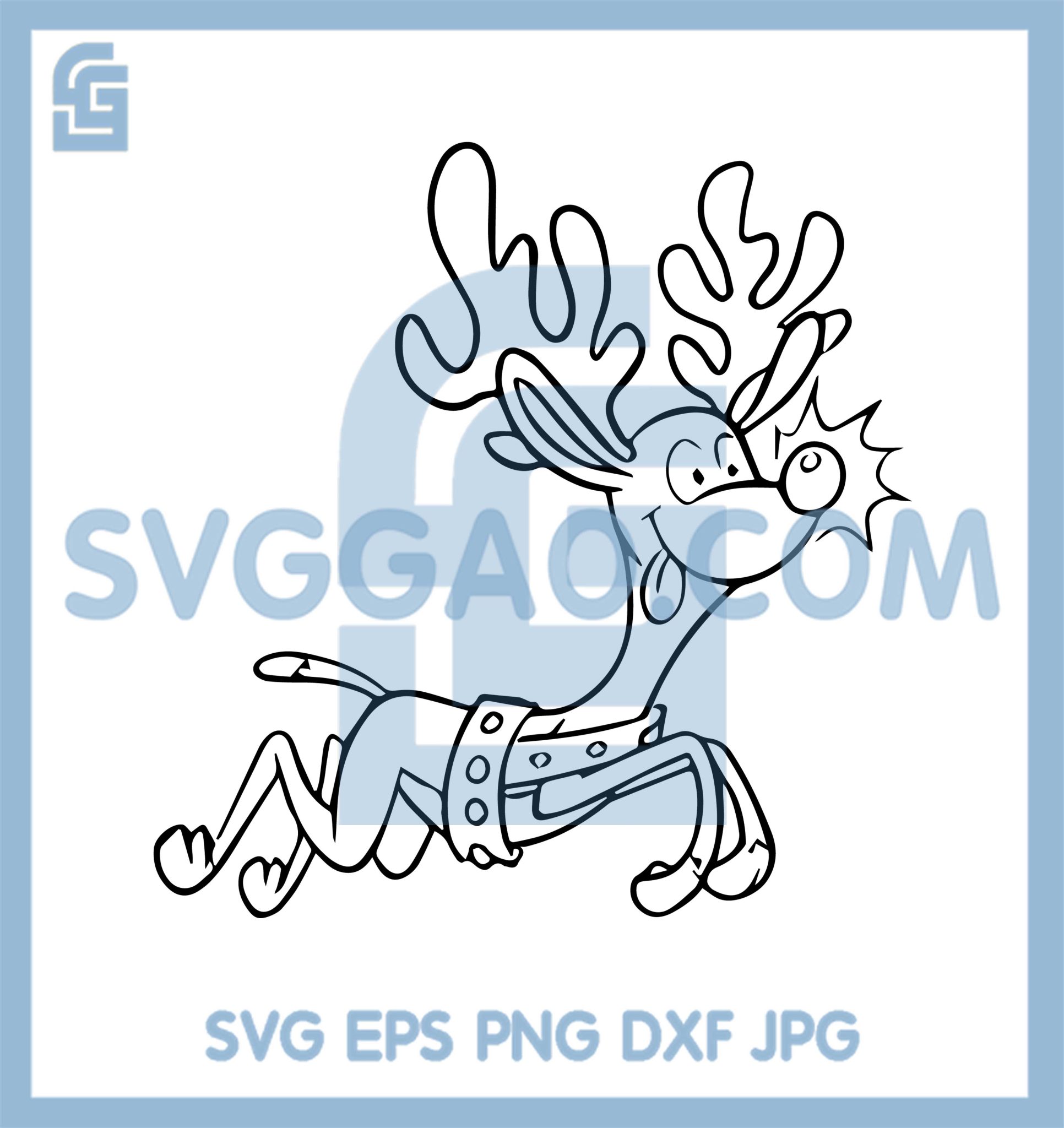Running Rudolph Cartoon Running Rudolph Cartoon Reindeer SVG, Cute Christmas Red Nose Reindeer SVG