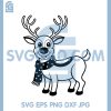 Cute Reindeer With Scarf SVG, Smiling Christmas Reindeer Cartoon Clipart SVG
