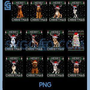 Australian Shepherd Santa PNG Bundle, Christmas Dog Xmas Bundle PNG