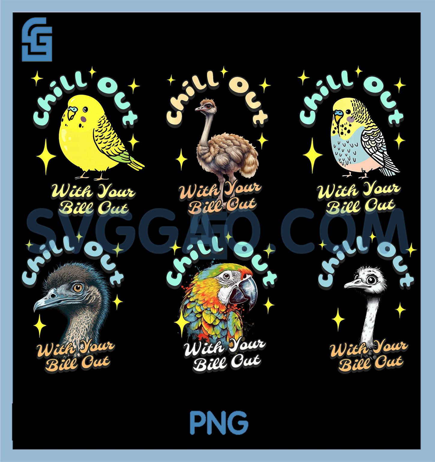 Chill Out With Your Bill Out PNG Bundle, Funny Bird Lover Ostrich ...