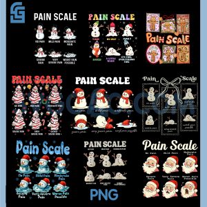 Christmas Snowman Pain Scale PNG Bundle, Funny Holiday Pain Level Chart Art PNG Bundle