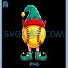 Softball Elf PNG, Christmas Funny PNG, Xmas Elf Softball PNG