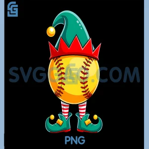 Softball Elf PNG, Christmas Funny PNG, Xmas Elf Softball PNG