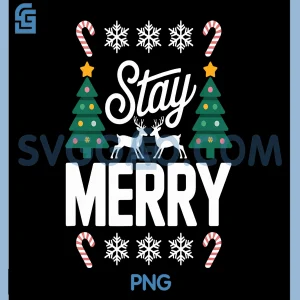 Stay Merry PNG, Cheerful Christmas Saying PNG, Simple Festive PNG