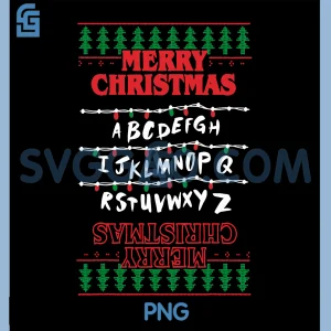 Stranger Alphabet Lights PNG, Merry Christmas PNG