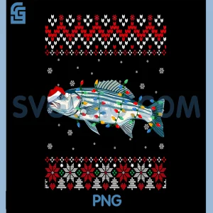 Striped Bass Fish PNG, Santa Hat Ugly PNG, Christmas Light PNG