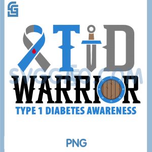 T1D Warrior Type 1 PNG, Diabetes Awareness Ribbon PNG