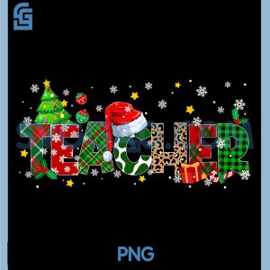 Teacher Christmas PNG, Plaid Xmas PNG