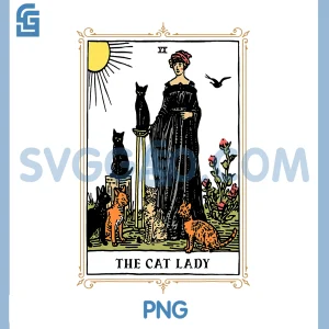 The Cat Lady PNG, Tarot Card PNG, Vintage Gothic Cat PNG