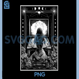The Pinball Girl PNG, Retro Arcade Game 80s PNG, Tarot Card Skeleton PNG