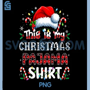 Christmas Pajama Shirt PNG, Funny Santa Hat Holiday Family PJs Design PNG
