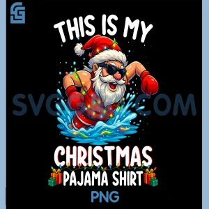 Cute Xmas Pajama Shirt PNG, Festive Santa Hat Lights Holiday Humor PNG