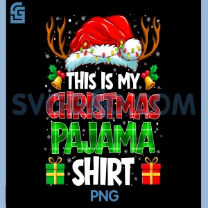 Cozy Christmas Pajama Shirt PNG, Cute Festive Lights Candy Cane Design PNG