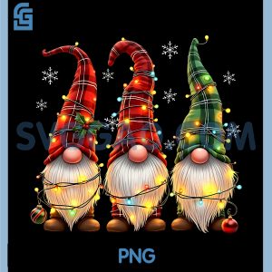 Three Gnomes PNG, Buffalo Plaid Red Christmas PNG