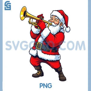 Trumpet Marching Band PNG, Musician Christmas PNG, Santa Playing Music PNG