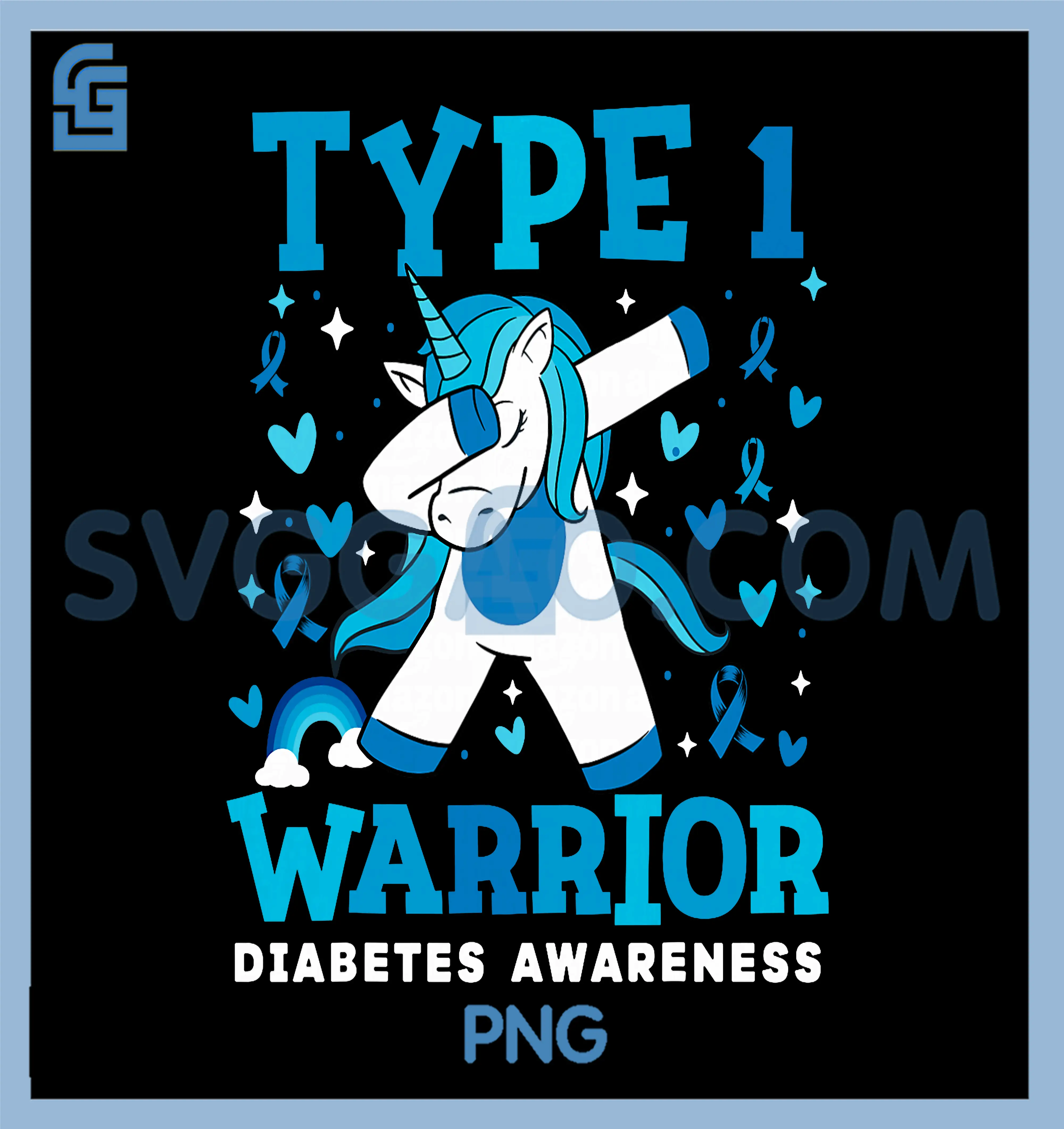 Type One Diabetes Awareness Unicorn Boys Girls T1D Diabetic T-Shirt copy Type One Diabetes Awareness PNG, Unicorn T1D Diabetic PNG