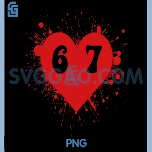 Six Seven Hearts 6 7 PNG, Valentines Day PNG,  Meme Gen Alpha Slang PNG