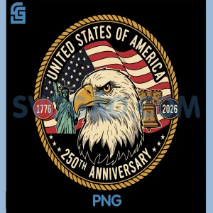 Vintage Eagle And USA Flag PNG, 250 Years 1776-2026 Anniversary PNG