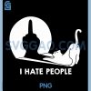 I Hate People PNG, Vintage Funny Meme Cat Shadow PNG