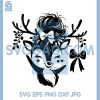 Cute Reindeer With Bow And Floral Antlers SVG, Adorable Deer Face Design SVG