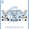 Cute Christmas Reindeer SVG, Adorable Deer With Gift Hat Lights Clipart SVG