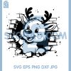 Cute Deer Smashing Through Wall SVG, Fun Christmas Reindeer Design SVG