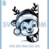 Christmas Reindeer Peeking SVG, Cute Santa Hat Deer Peekaboo Design SVG