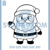 Santa Claus Cartoon Outline SVG, Cute Xmas Santa Simple Line Drawing SVG